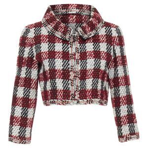 Chanel checked tweed cropped zip up jacket